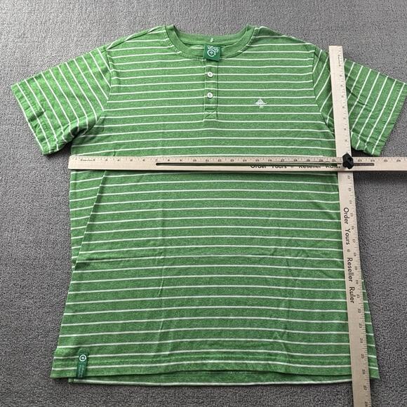 LRG Shirt Adult 2XL XXL Green Striped Henley Short Sleeve Casual Men's - Picture 10 of 14